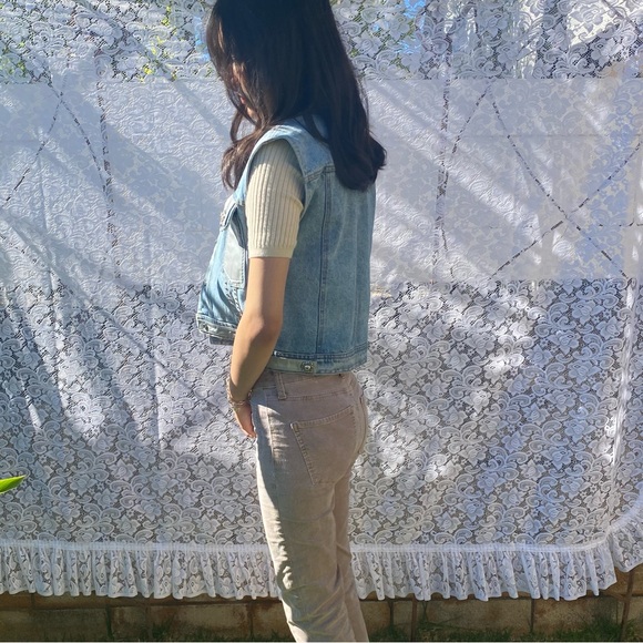 Vintage Biker Rockabilly Denim Pleather Vest. - Picture 8 of 12